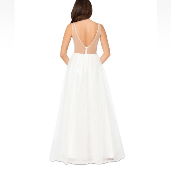 BLONDIE NITES Corset-style Mesh Line Sleeveless Dress Rhinestone Sheer ivory - Picture 6 of 16